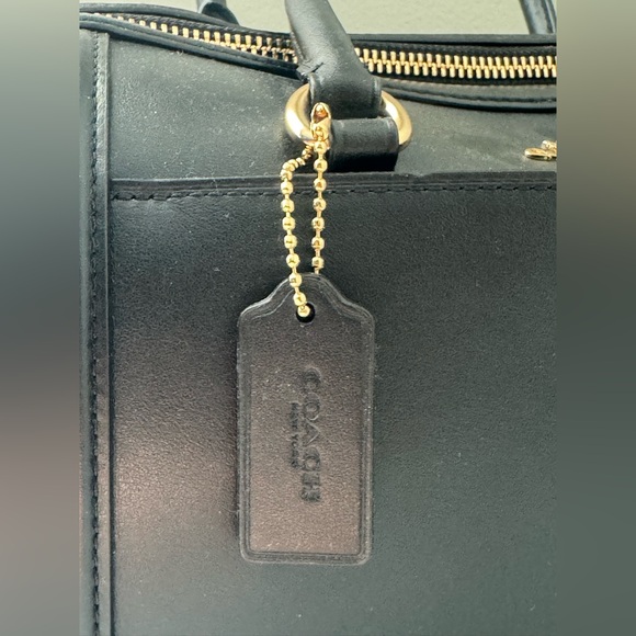 Coach Black Boston Bag Satchel with Gold Accents Turnlock / kisslock + key charm - Picture 7 of 14